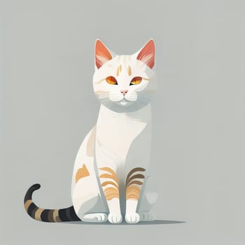 Cute cat sitting on the floor. Vector illustration in retro style. ai generative