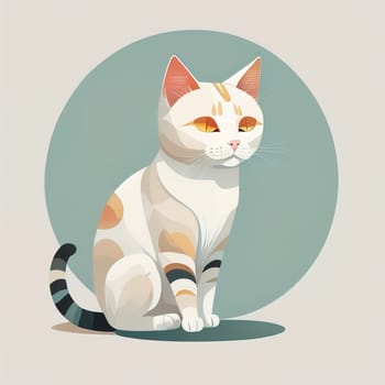 Cute cat sitting on the floor. Vector illustration in retro style. ai generative