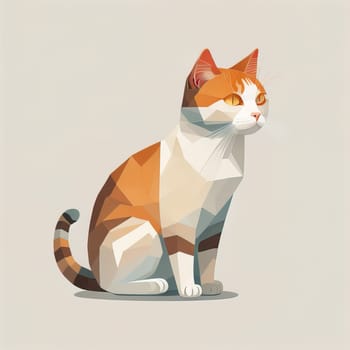 Cute cat sitting on the floor. Vector illustration in retro style. ai generative