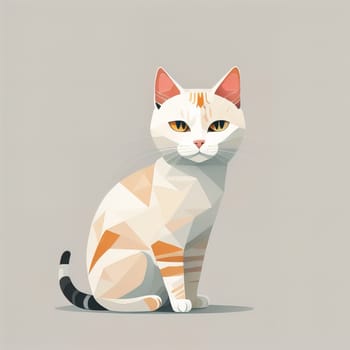 Cute cat sitting on the floor. Vector illustration in retro style. ai generative