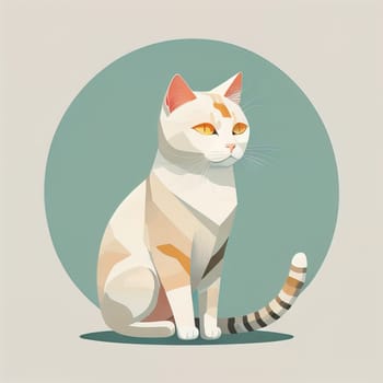 Cute cat sitting on the floor. Vector illustration in retro style. ai generative