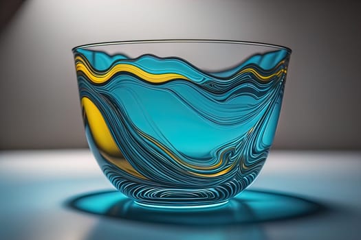 Colorful glass pot on a dark background. ai generative