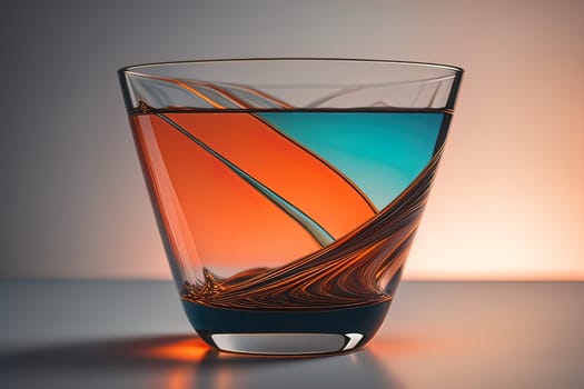 Colorful glass pot on a dark background. ai generative