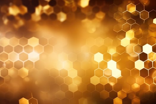 gold hexagonal bokeh abstract background. AI Generated