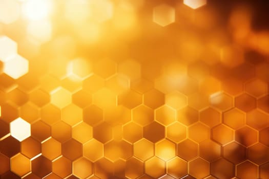 gold hexagonal bokeh abstract background. AI Generated