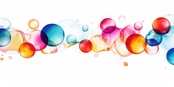 Floating colorful soap bubbles background, abstract design on white background. AI Generated