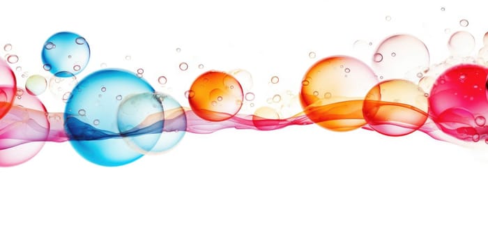 Floating colorful soap bubbles background, abstract design on white background. AI Generated