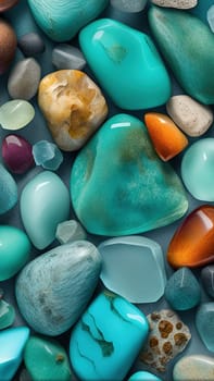Colorful stones background, 3d rendering. Computer digital drawing.3d rendering of sea stones in turquoise water background.