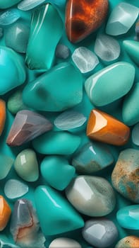 Colorful stones background, 3d rendering. Computer digital drawing.3d rendering of sea stones in turquoise water background.