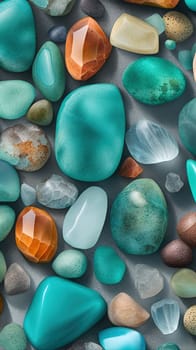 Colorful stones background, 3d rendering. Computer digital drawing.3d rendering of sea stones in turquoise water background.