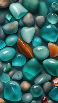 Colorful stones background, 3d rendering. Computer digital drawing.3d rendering of sea stones in turquoise water background.