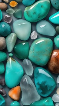 Colorful stones background, 3d rendering. Computer digital drawing.3d rendering of sea stones in turquoise water background.