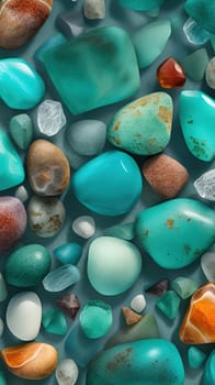 Colorful stones background, 3d rendering. Computer digital drawing.3d rendering of sea stones in turquoise water background.