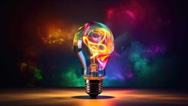 Lamp designed as a colorful bulb ultra realistic illustration - Generative AI. Colorful, bulb, pink, blue.
