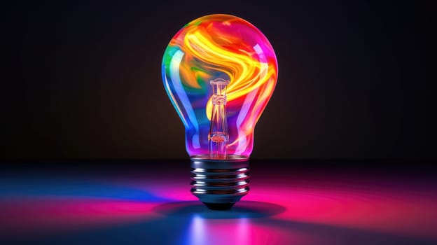Lamp designed as a colorful bulb ultra realistic illustration - Generative AI. Colorful, bulb, pink, blue.