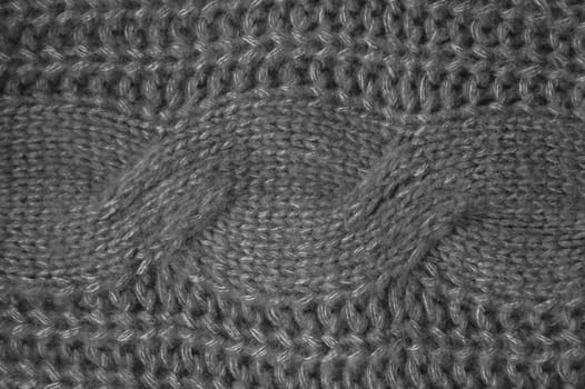 Fiber Pattern Knit. Vintage Woven Fabric. Detail Handmade Christmas Background. Knitted Print. Dark Soft Thread. Scandinavian Holiday Decor. Macro Carpet Garment. Linen Pattern Knit.