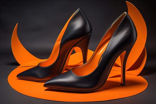 High heel women shoes on a solid colour background. ai generative