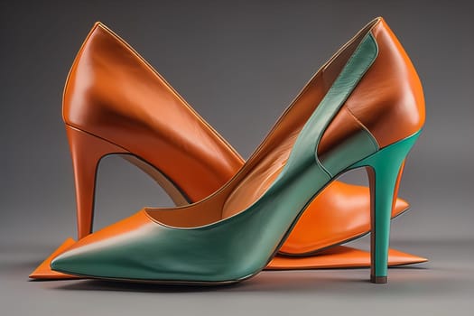 High heel women shoes on a solid colour background. ai generative