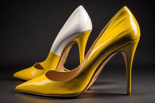 High heel women shoes on a solid colour background. ai generative