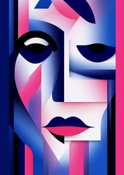 woman illustration person element style human portrait background poster cubist cubism black white concept lifestyle fashion face health modern graphic abstract. Generative AI.