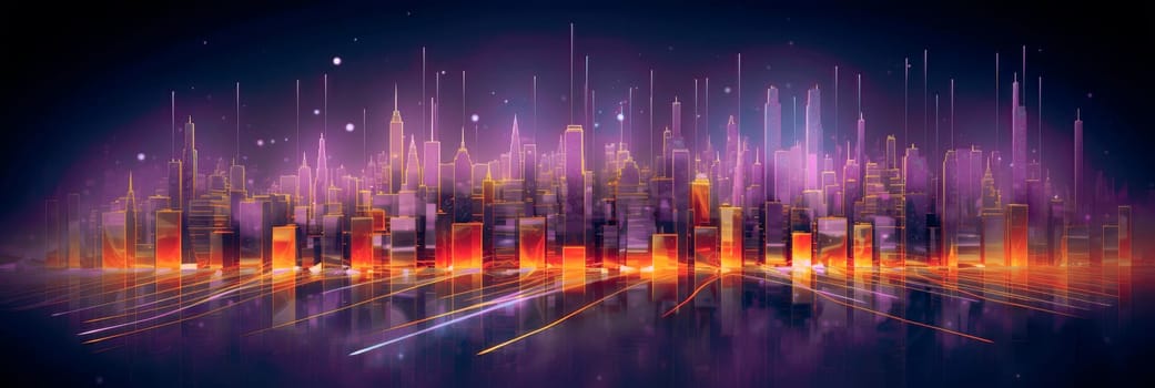 Abstract futuristic night city, Concept for IOT, smart city, speed connection and taintless advanced communication network.