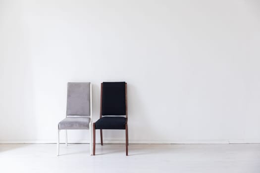 gray black chairs on white background