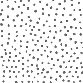 Black and white polka background. Hand drawn dot pattern design. Abstract illustration - vector