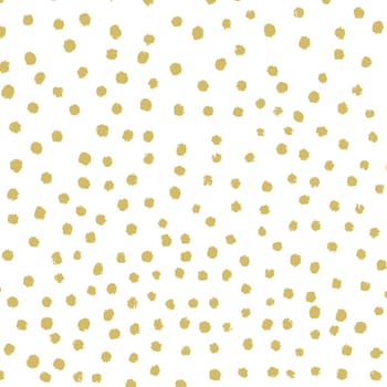 Hand drawn painted gold circles. Gold polka dot seamless pattern. Abstract illustration - vector