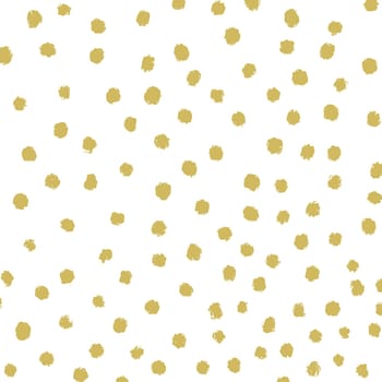 Hand drawn painted gold circles. Gold polka dot seamless pattern. Abstract illustration - vector