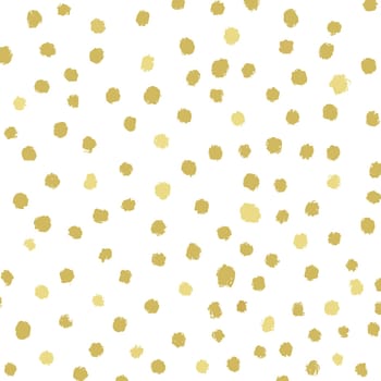 Hand drawn painted gold circles. Gold polka dot seamless pattern. Abstract illustration - vector