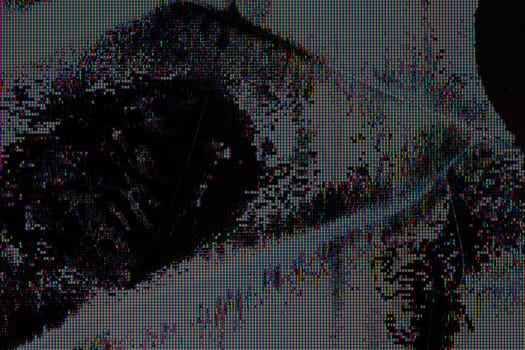 damaged LCD screen with cracks, full-frame background and texture.