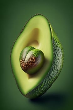 open heart shaped avocado on solid gradient background generartive ai art