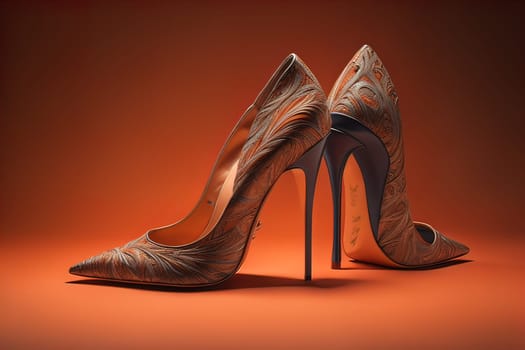 High heel women shoes on a solid colour background. ai generative