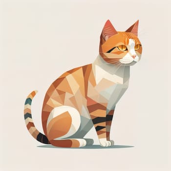 Cute cat sitting on the floor. Vector illustration in retro style. ai generative