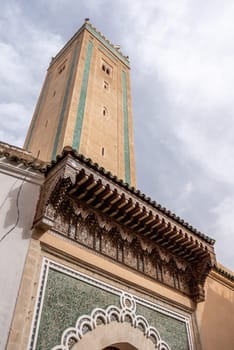 Minaret of the olf R'Cif mosque in the medina of Fes, Morocco