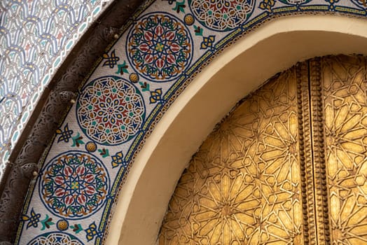 Famous golden main entrance of the Royal Palace in Fes, Morocco