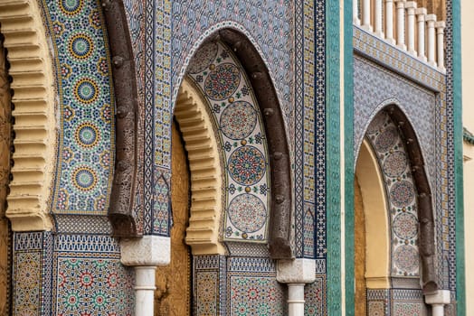 Famous golden main entrance of the Royal Palace in Fes, Morocco