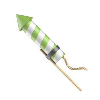 Green rocket fireworks 3D rendering illustration isolated on white background