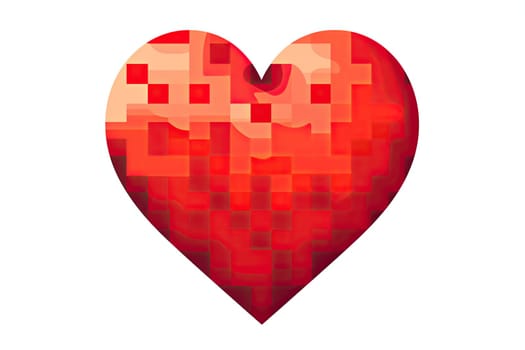 illustration of a pixelated heart symbol on a white background, 8-bit pixelart, comic book style on white background.
