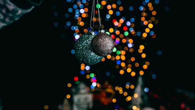 Christmas decorations. Colorful Christmas lights background