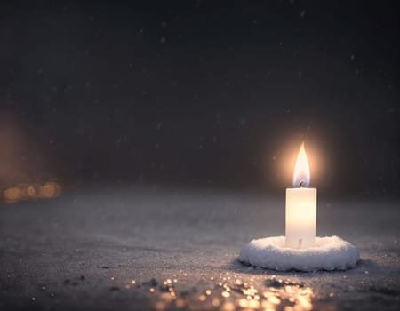 Candles on a snowy street. High quality illustration
