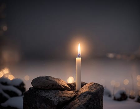 Candles on a snowy street. High quality illustration