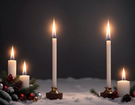 Candles on a snowy street. High quality illustration