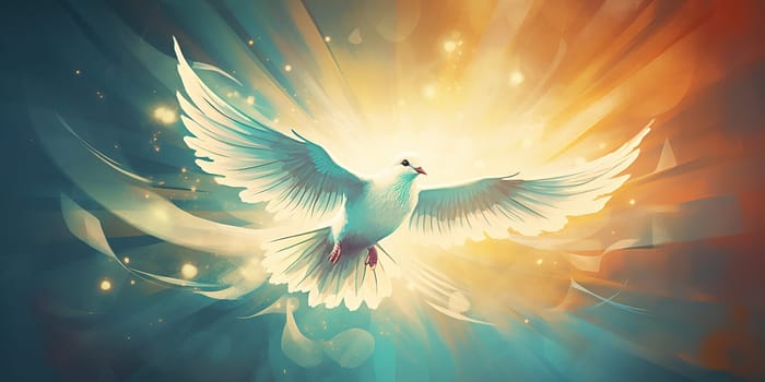 Peace freedom from disturbance, tranquility concept, flying dove