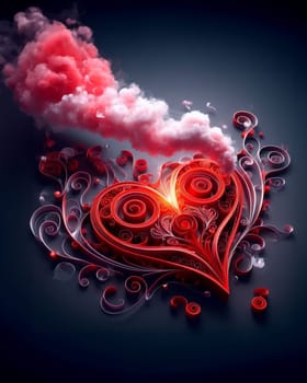 twirled ribbon shaped red hearts on solid background 3d illustration love concept ai generated art