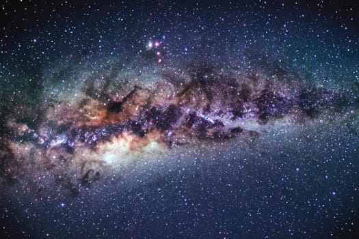 Night sky with stars and nebula. Milky way galaxy with stars and space dust in the universe.