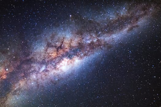 Night sky with stars and nebula. Milky way galaxy with stars and space dust in the universe.