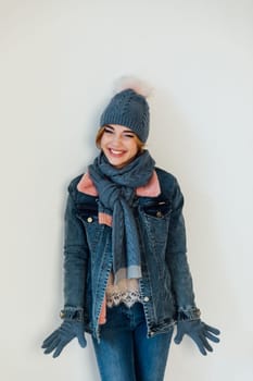 woman in winter clothes and knitted hat