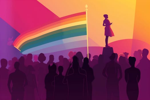 flag social protest rainbow activist parade pride pride group freedom party support community bisexual happy celebration concept solidarity colourful gay homosexual. Generative AI.