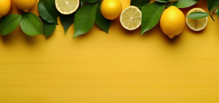 colorful food lay lemon vegetarian view fruit ingredient yellow fresh juicy close-up healthy group summer slice natural background vitamin tropical nature. Generative AI.